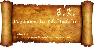Bogdanovits Kálmán névjegykártya